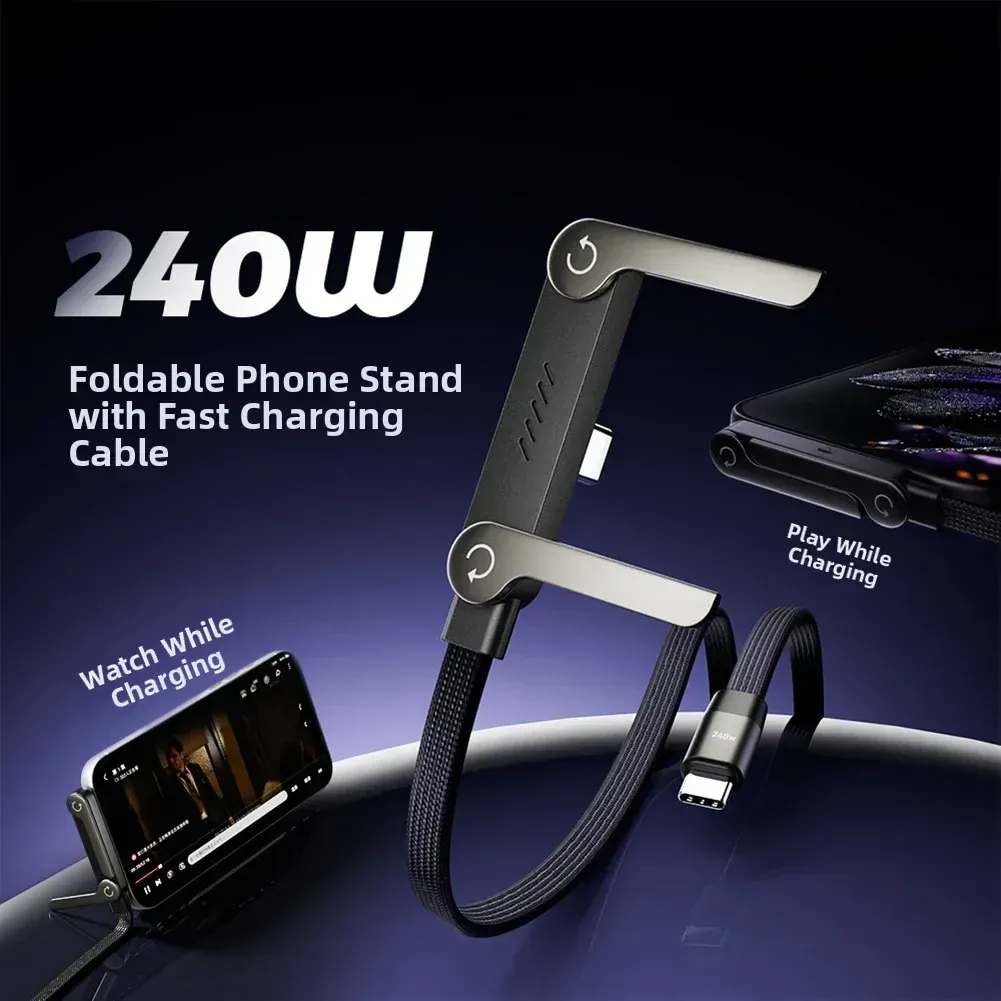 New 240W Fast Charging Foldable Phone Holder Data Cable