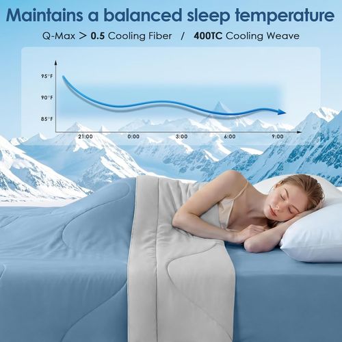 Cooling Comforter Queen Size for Hot Sleepers,Double-Sided Cooling Blanket with Q-Max Cooling Fabric,