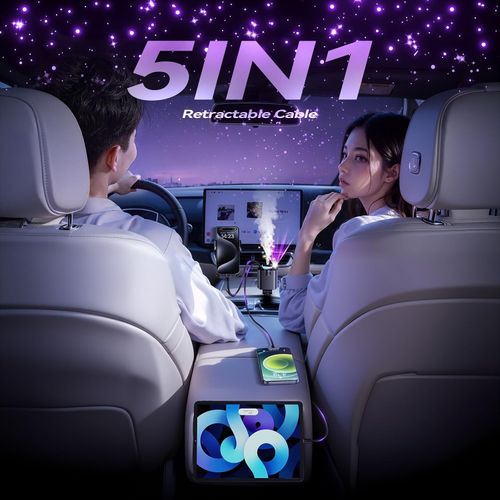 Retractable Car Charger with Starlight and Aromatherapy,