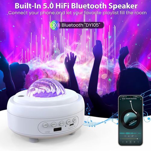 Projector with Bluetooth Speaker, Night Light Star Projector for Bedroom,