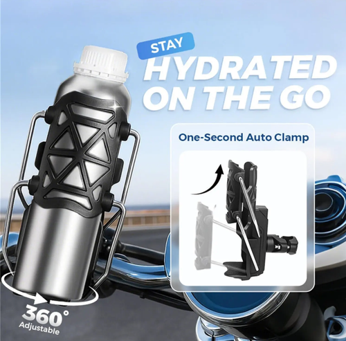 S-Class Self-Adjustable Cup Holder 360° Rotatable Auto-Lock Design Universal for Bikes Motorcycles & Scooters Mounts on Handlebars