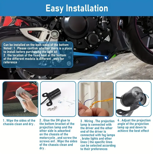 2PCS Motorcycle LED Projection Light Angel Wings Cool Welcome Light, Motorcycle Electric Scooter Modified Decorative Light Universal Embedded Installation, 12V-24V