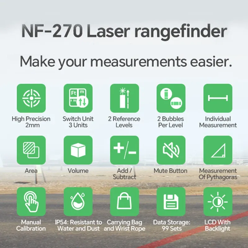 Laser Measure 230ft 70M Digital Laser Distance Meter 2 Bubble Levels laser ruler