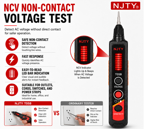 Voice Warning Non-Touch Voltage Tester Pen Automatic Power-off Multifunction Voltage Tester Multi-Functional Accurate for Electricians, Maintenance Workers, DIY Enthusiasts, Circuit Testing, Outlet Tr