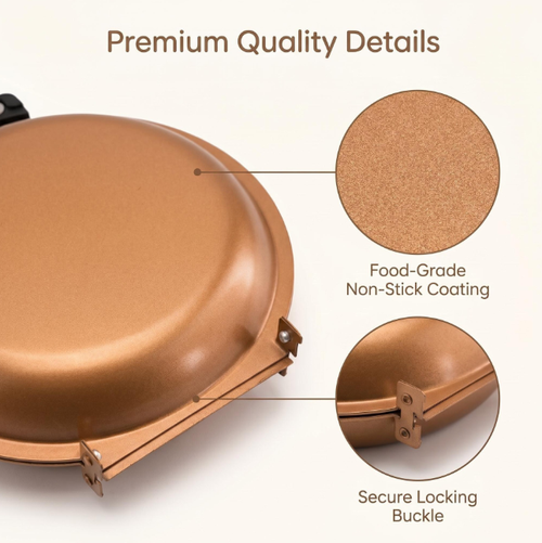 Double Sided Pan, Non-Stick Coating Flip Frying Pan for Home Kitchen, Hotel and Restaurant, Pancake Maker, Omelette Maker, Featuring Gas Or Electric Stove Cooking