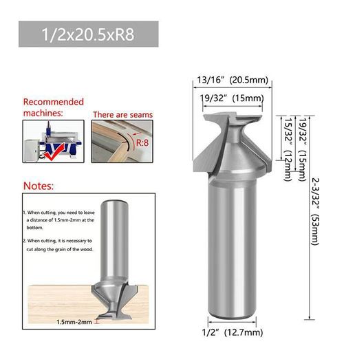 R8  Solid Carbide Router Bit for Curved Grooving – Designed for Woodworking on Engraving Tables
