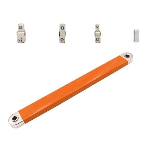 Impact Ready Offset Extension Wrench Set, Tight Reach Extension Wrench with ¹⁄₂ ¹⁄₄ ³⁄₈ Drive Adapters for Small Spaces-Orange