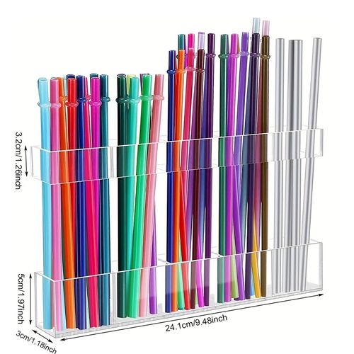 Straw Organizer for Cabinet Door,Reusable Acrylic Straw Holder Cabinet Door
