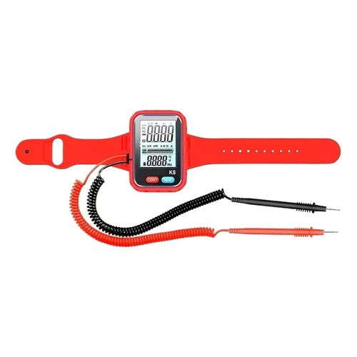 Digital Multimeter Wristband – Compact, Portable Tester, Resistance & Continuity Testing, Rechargeable USB Power, Red Strap