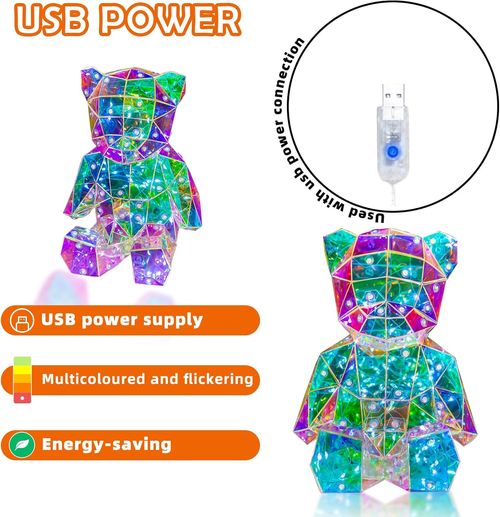 LED Night Light, Glowing Bear Night Light for Her, Christmas Gifts Kids Presents, USB-Powered LED Lights, Nursery Decor