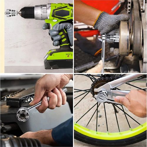 Upgrated Universal Socket Wrench Tool, Self-Adjusting Universal Fit Socket, Ideal for Automotive Repair Home Maintenance Construction Tight Space Work