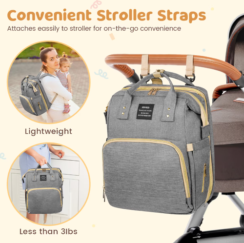 Baby Diaper Bag Backpack with Changing Station Diaper Bags for Baby Bags for Boys Girl Diper Bag with Bassinet Bed Mat Pad Men Dad Mom Travel Waterproof Stroller Straps Large Capacity