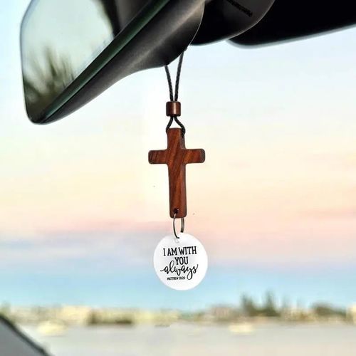 Daily Bible Verse Rearview Mirror Cross Ornament – Daily Scripture Car Charm Hanging Cross for Car