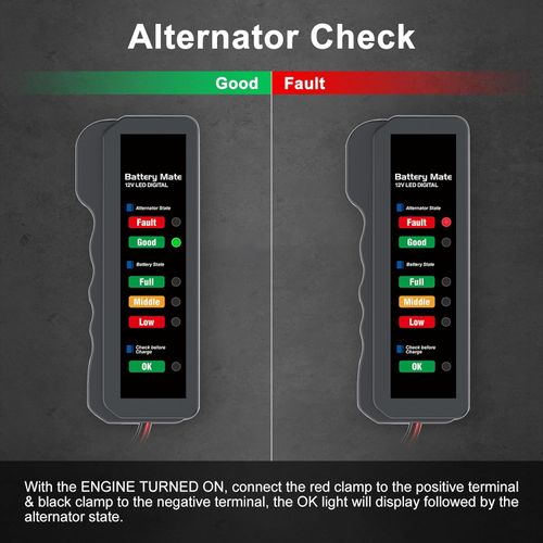 Auto Car Battery Tester 12V Digital Test 6 LED Display Analyzer Alternator State Check Automotive Scanner