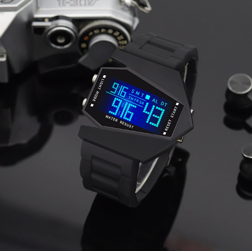 Luminous Square Fighter-Style Watch — Multifunctional, Luminous Aircraft-Themed Sports Wristwatch for Couples — Trendy & Versatile Matching Timepiece