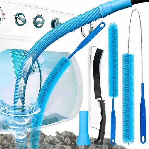 Dryer Vent Cleaner Kit, 5-Piece Professional Cleaning Kit with Flexible Dryer Vent Brush, Lint Remover Tool & Universal Vacuum Attachment for Duct, Hose, Pipe and Lint Trap - Safe & Efficientv
