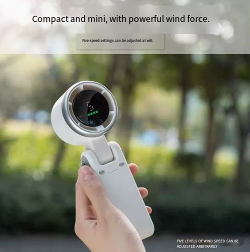 N607 Foldable Handheld Turbo Fan — High-Speed, Ultra-Quiet, Powerful Airflow — USB Rechargeable, Portable Neck Fan — Mini Foldable Personal Fan for Outdoor & Home Use
