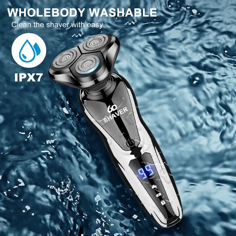 Wet Dry Electric Razor Men USB Rechargeable Rotary Shaver Beard Trimmer Shaving