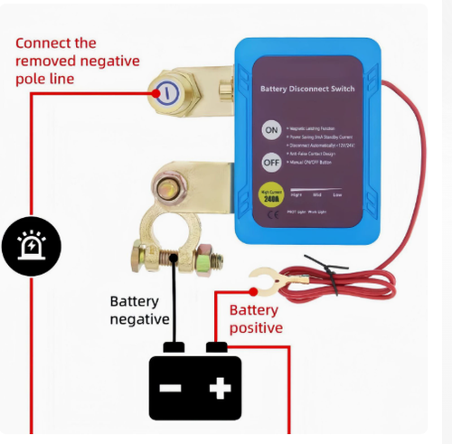 12V24V Car Battery Negative Terminal Breaker with Low Current and Leakage Protection, Remote Control Smart Breaker