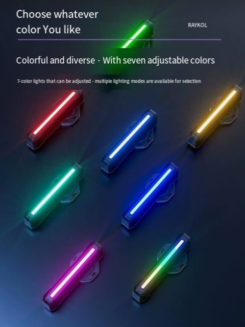 Colorful Flowing Bicycle Tail Light, Brake & Vibration Induction, Seat Post Mounted Cycling Warning Light