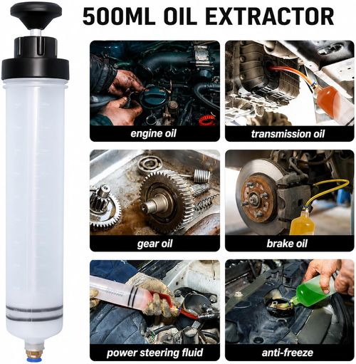 500ml Automotive Fluid Extractor Pump, Manual Oil Change Syringe