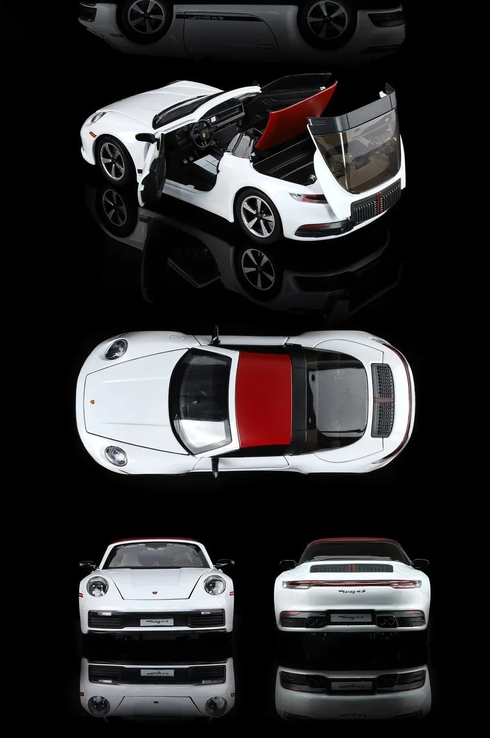 Porsche 911 Targa Diecast Model Car 1:32 Scale, Sports Car Collectible with Lights and Opening Doors, Gift for Car Lovers