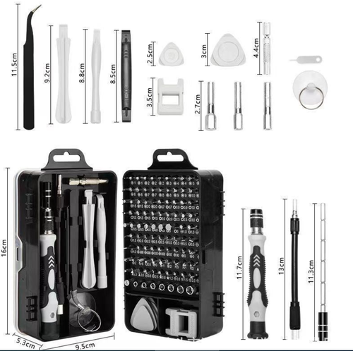 115-in-1 Multi-functional Precision Screwdriver Set, a complete set for disassembling and repairing mobile phones, computers, and watches. A versatile home digital repair tool with 115-in-1 screwdrivers and precision bits.