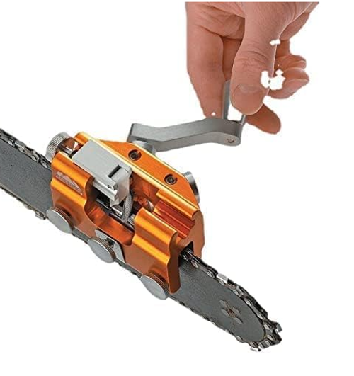 Chain Sharpener, Chainsaw Sharpener, Chainsaw Sharpener Jig Kit Universal Chain Saw Blade Sharpening Tool with 5 Sharpening Rods (Yellow, L)