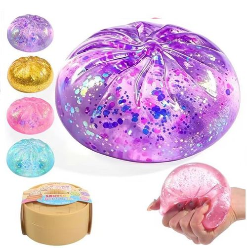 Glittery Slow-Rise Steamed Bun Squeeze Toy (Maltose-Filled) – Stress Relief & Fidget Toy