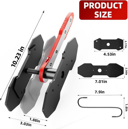 Brake Caliper Compression Tool, Caliper Piston Compressor Tool With Additional 2 pcs Large Steel Plate and 2 Hooks, 360°Adjustable Brake Caliper Tool for Single Twin Quad Piston Calipers
