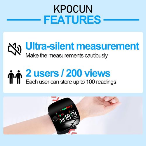 Blood Pressure Monitor Automatic Wrist Machine Large Backlit Display Adjustable Cuff Blood Pressure Detector Voice Broadcast with Carrying Case