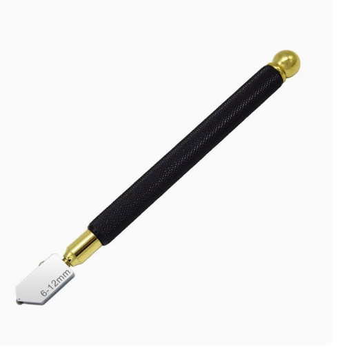 Oil-Feed Glass Cutter Set — Black-Handled Glass Cutting Tool & Multi-Functional Scribing Pen — Complete Kit with Replacement Cutter Heads — Household & Industrial-Grade Oil-Feed Glass Cutter