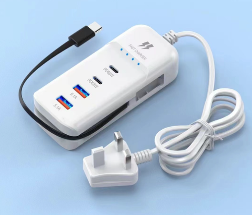 New mobile phone charger power strip with multi-port PD charging head, Type-C cable, universal USB extension cable, dual PD 5.1A.