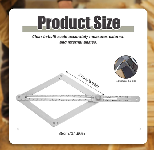 Corner Angle Finder Tool, Miter Saw Protractor with Scale, Miter Angle Finder,Stainless Steel Digital Angle Scale