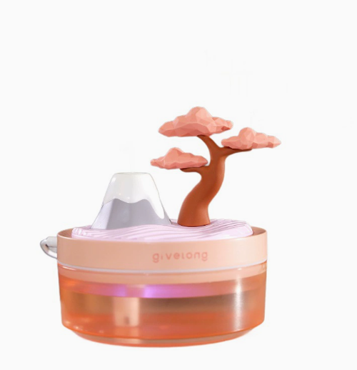 Landscape Green Plant Air Humidifier, Desktop USB Seven-Color Ambient Spray Aroma Diffuser, Car and Home Silent Mini Desktop Plant Humidifier, Seven-Color Night Light Spray Hydration Device, Car Aroma Diffuser, Creative Small Gift