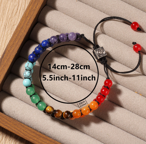 Bohemian-style double-layer handmade braided cord bracelet with crystal beads.