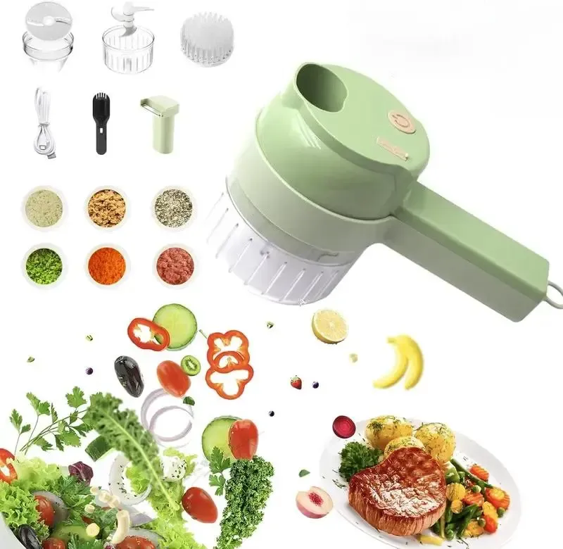 Multifunctional Electric Vegetable Chopper – Handheld Home Tool for Mincing Garlic, Chopping Chili Rings & Scallions, and Mincing Ginger or Slicing Garlic