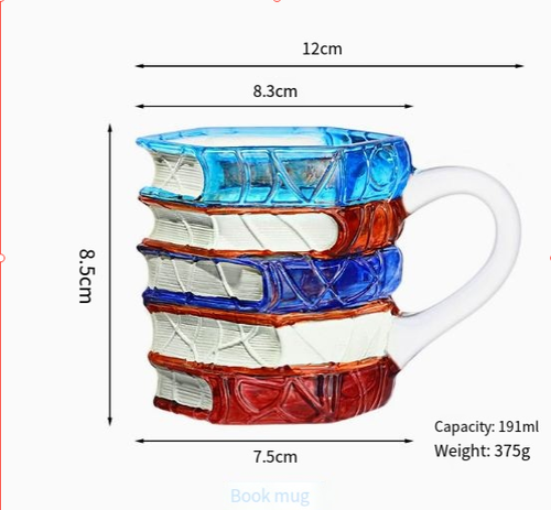 High-Borosilicate Hand-Painted Book Mug — Creative Coffee Cup Novelty Book-Shaped Mug — Hand-Painted, Stylish Coffee & Beverage Cup