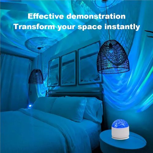 2 Scene - Ocean Wave & 3D Water Ripple Projector Light, Northern Light Projector, 16 Colors Galaxy Ceiling Lamp Mood Ambient Lighting for Bedroom, Rechargeable, Remote Control (1*Water Ripples)