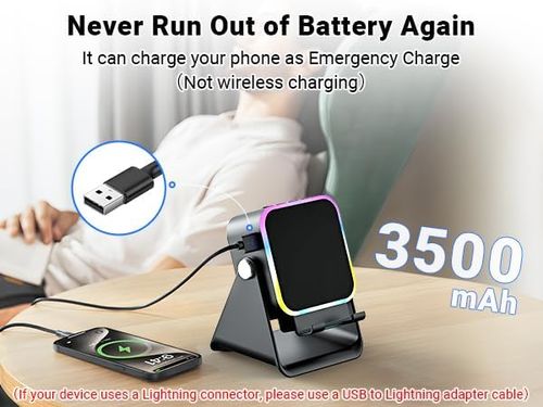 Induction Speaker with Phone Stand — Wireless Bluetooth Induction Audio for iPhone & Android — Amplifier Speaker with Charging and Color Lighting Functions