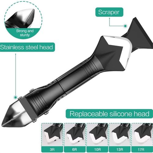 Caulk Remover Scraper, Silicone Caulking Tool, 3 in 1 Grout Remover Tool,Sealant Finishing Tool Grout Remove Scraper Kit  for Bathroom, Kitchen, Floor, Window, Frames Seal