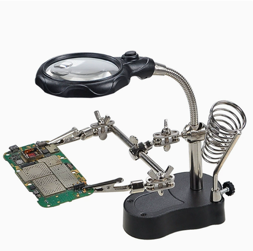 Microscope Observation 3 in 1 Welding Magnifying Glass LED Auxiliary Clip Magnifying Glass Manual Welding Soldering Iron Fixed Stand Fixed Repair Tool