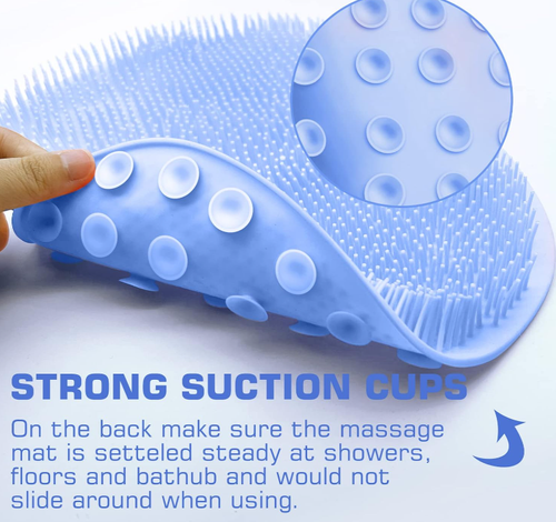 Shower Foot and Back Scrubber Massage Pad, Silicone Foot Scrubber Mat with Suction Cups, Wall Mount Back Washer, Non Slip Exfoliating Foot Brush for Shower, Men, Women, Seniors