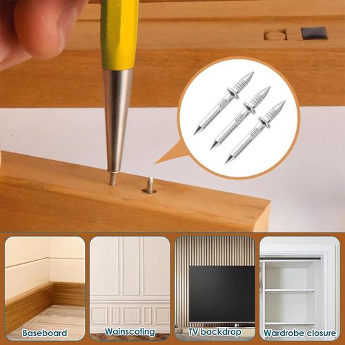 Pack of 100 seamless double-headed nails with installation tool