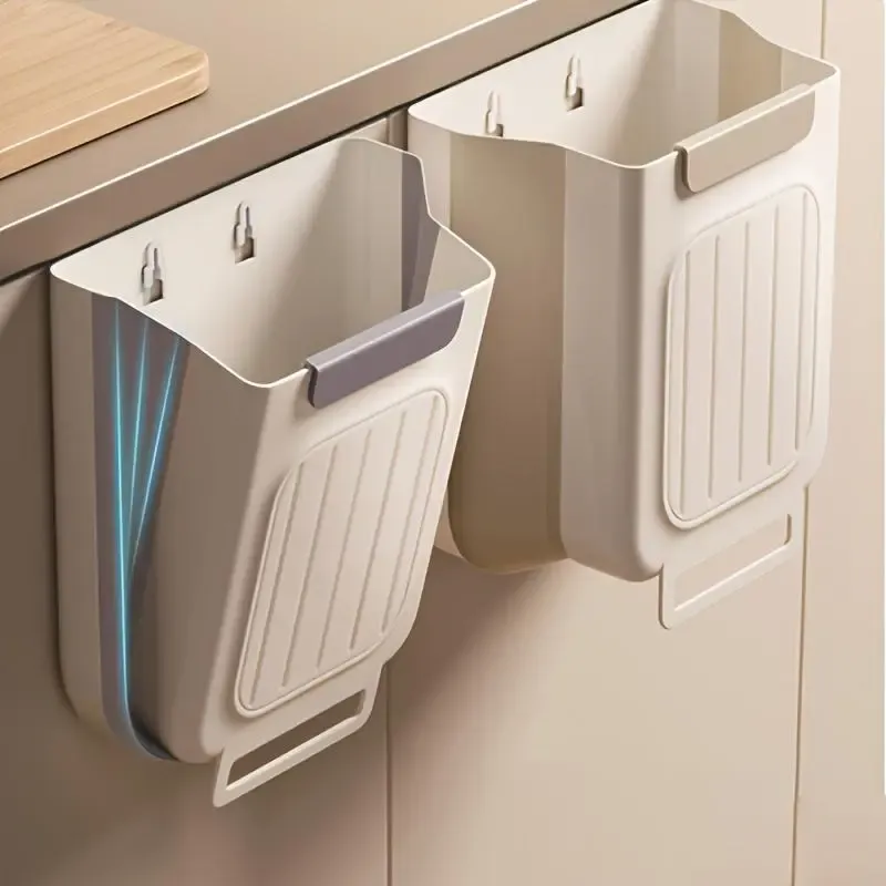 Foldable Household Trash Can – Hanging Waste Bin for Kitchen Cabinet Doors – Creative, Thickened, and Sturdy Design
