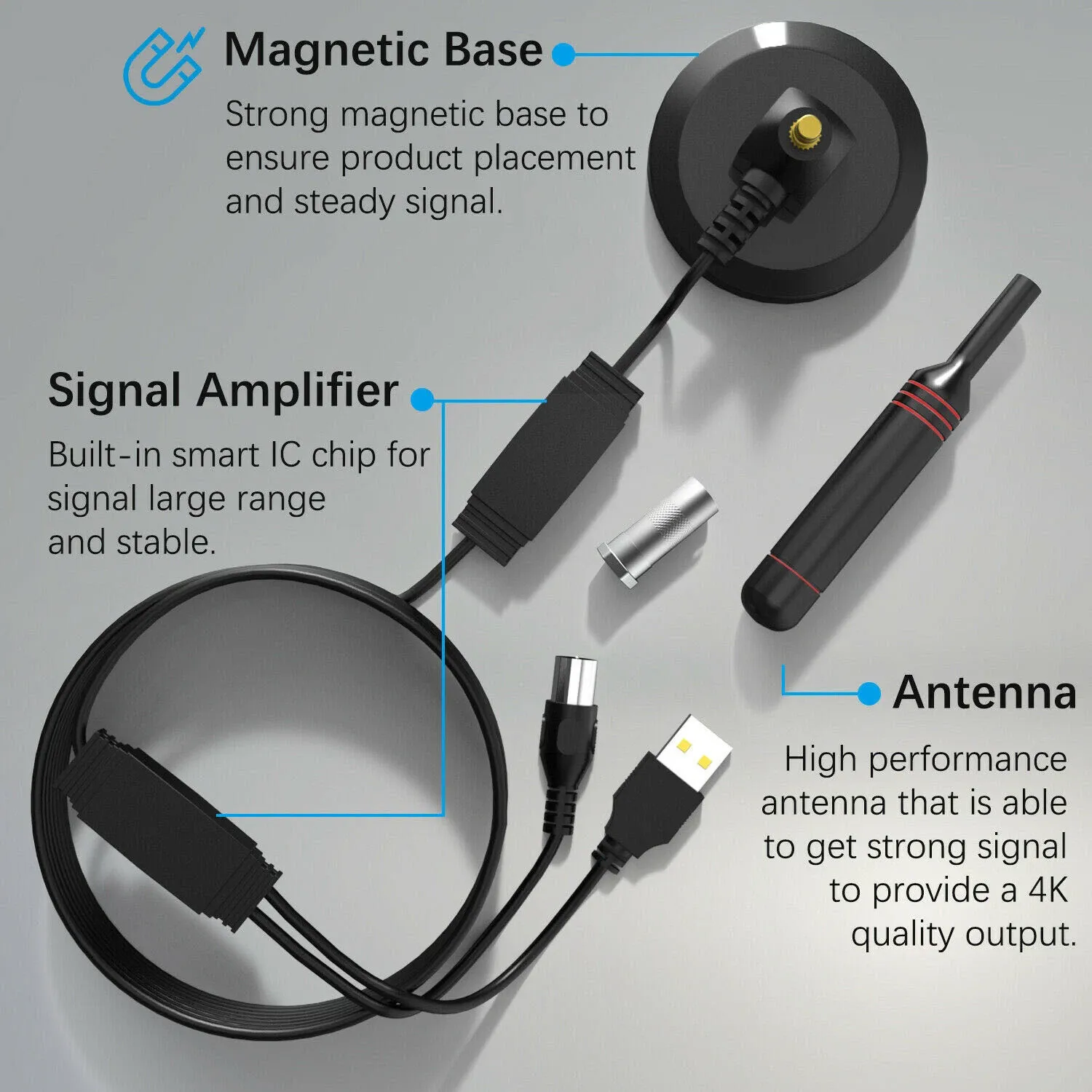Upgraded TV Antenna Digital HD Antena Indoor HDTV 1080P 4K W Magnetic