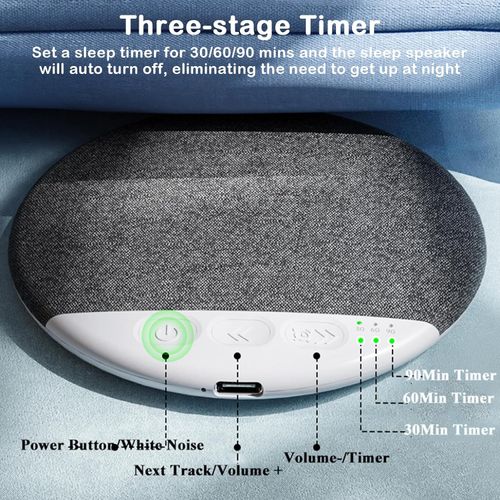 Bluetooth pillow speaker for Hyundai S1, ultra-thin Bluetooth pillow speaker with white noise timer, wireless sleep aid