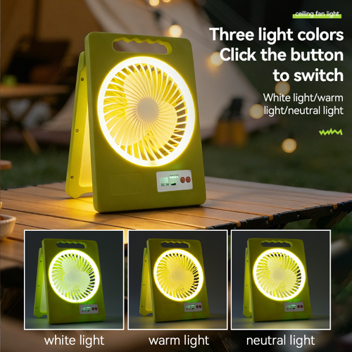 Foldable Solar Rechargeable 2-In-1 Fan Camping Lamp, Portable Emergency Dual-Use Light Cooler, Multi-Function Outdoor Hanging Desktop Solar Charging Light Fan,As Shown
