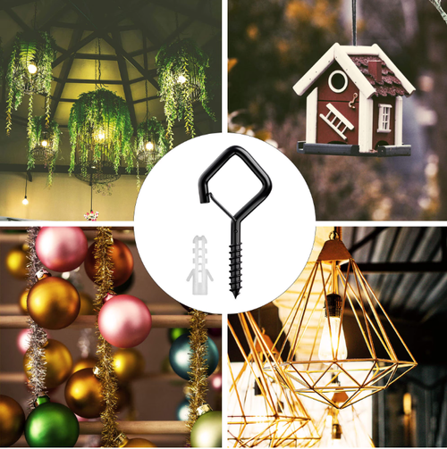 DAYBETTER 20PCS Metal Screw Hooks, Q-Hanger Hooks for String Lights, Ceiling Hooks for Wind Chimes, Lanterns,Outdoor Decorations