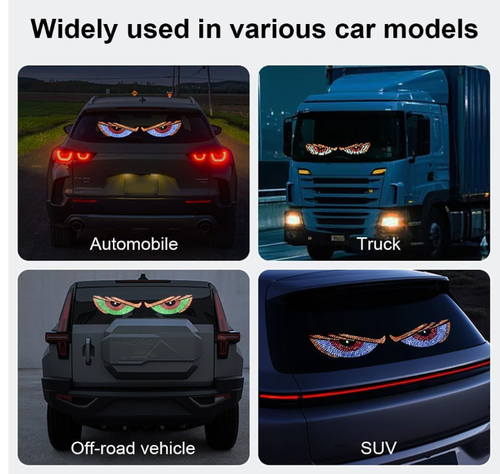 Car Eyes LED Light USB Demon Eye Decorative Light, Devil Eyes Light for Cars Windshield, Flexible Dynamic LED Cars Devil's Eyes, Suitable for various